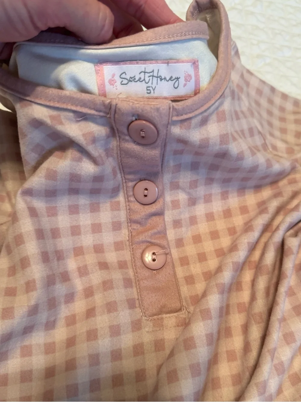 SweetHoney Mauve Gingham Ruffle Hem Nightgown